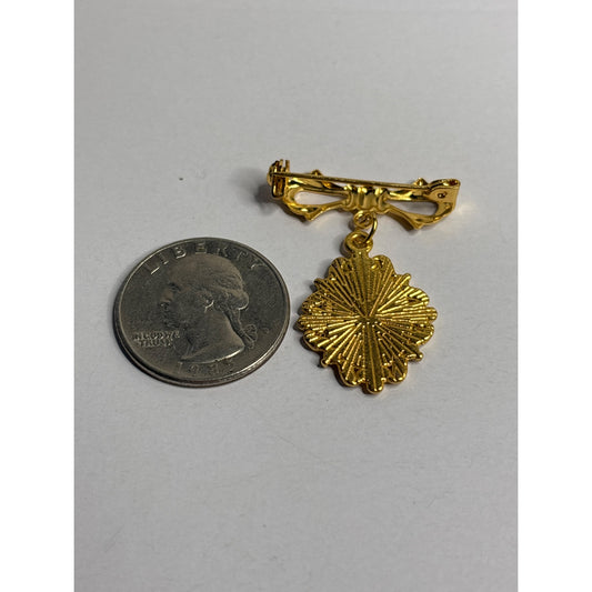 Bridal Bouquet Brooch: Gold-Plated Vintage Brooch With Real Pressed Forget-Me-Not