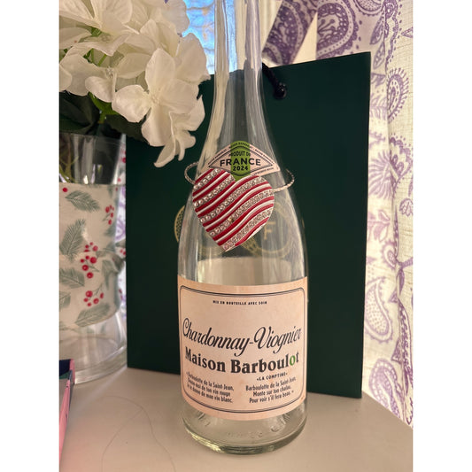 Rhinestone Red Holiday Heart | Wine Bottle Jewelry by Reimagined from the Chateau | Handcrafted with Love