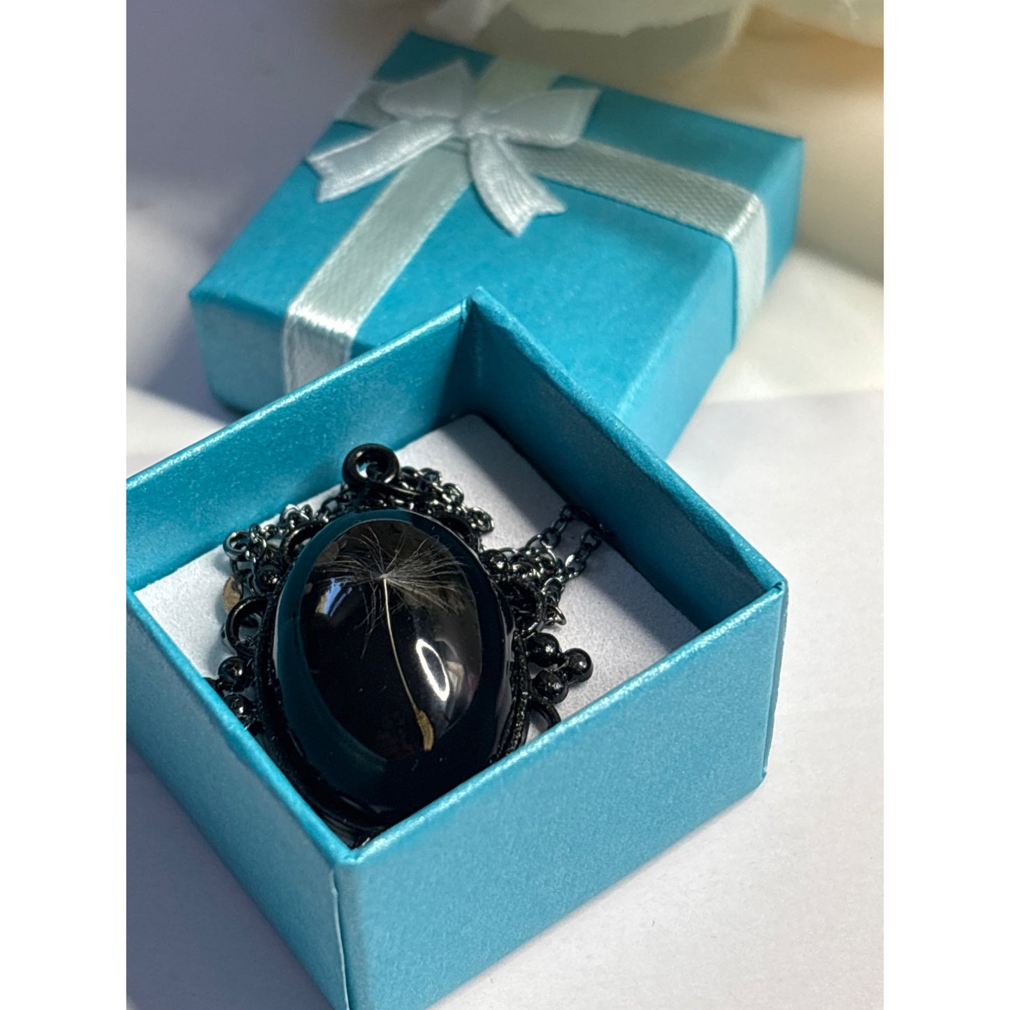 Single Dandelion Wish Necklace – High-Dome Resin Pendant, 18×25mm – Handcrafted in San Diego