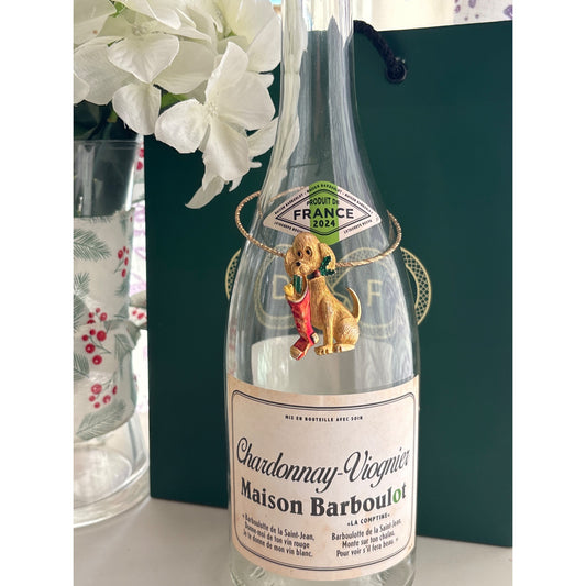 Golden Puppy Stocking | Wine Bottle Jewelry by Reimagined from the Chateau | Handcrafted with Love