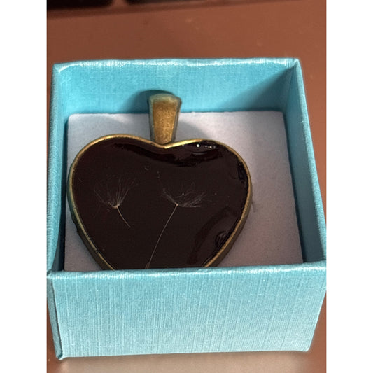 Dandelion Seed Jewelry: Heart-Shaped Pendant Necklace Cottagecore