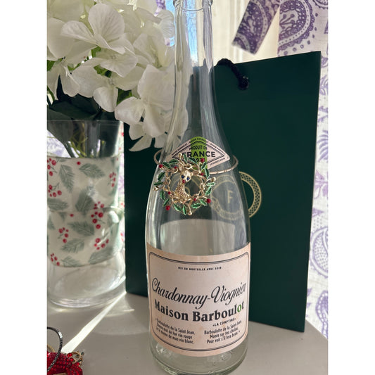 Blue Eyed Reindeer Wreath | Wine Bottle Jewelry by Reimagined from the Chateau