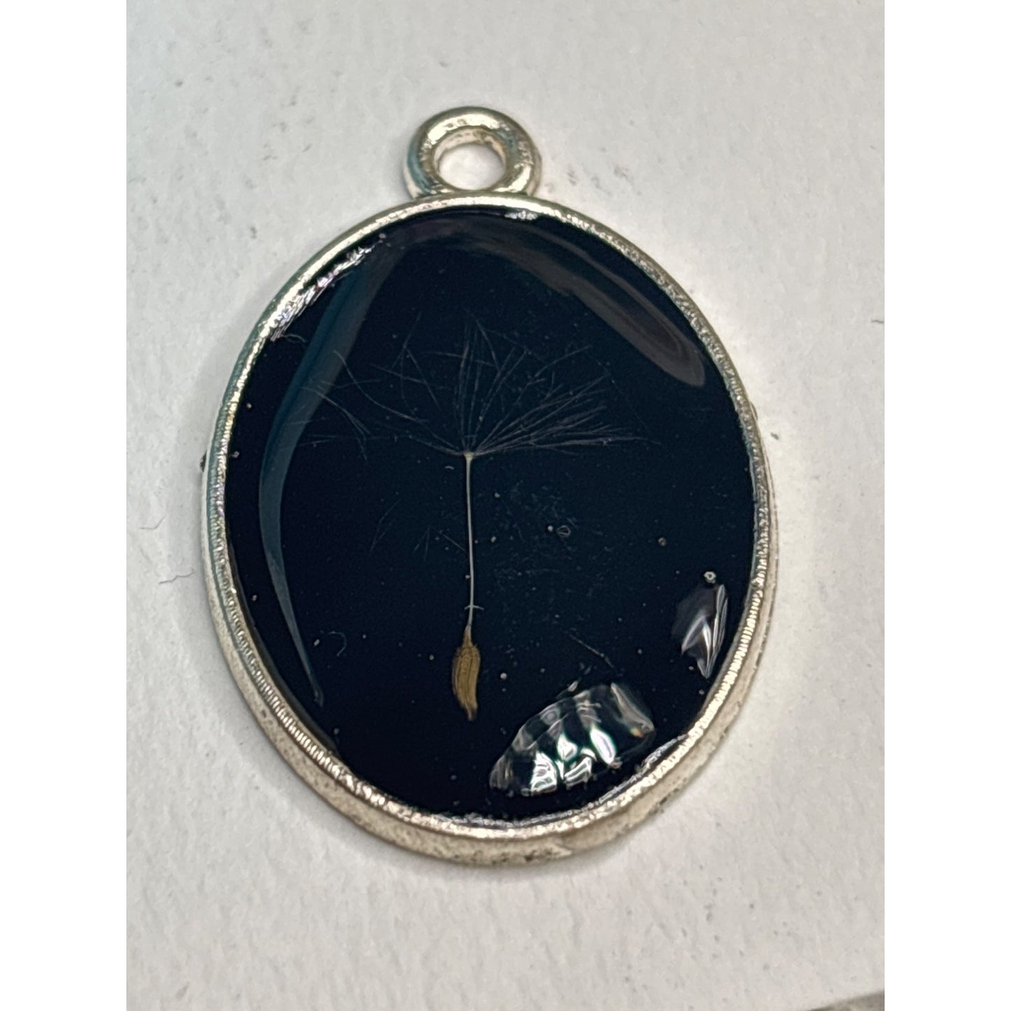 Dandelion Seed Whisper Pendant: Silver Oval Frame Handmade in San Diego