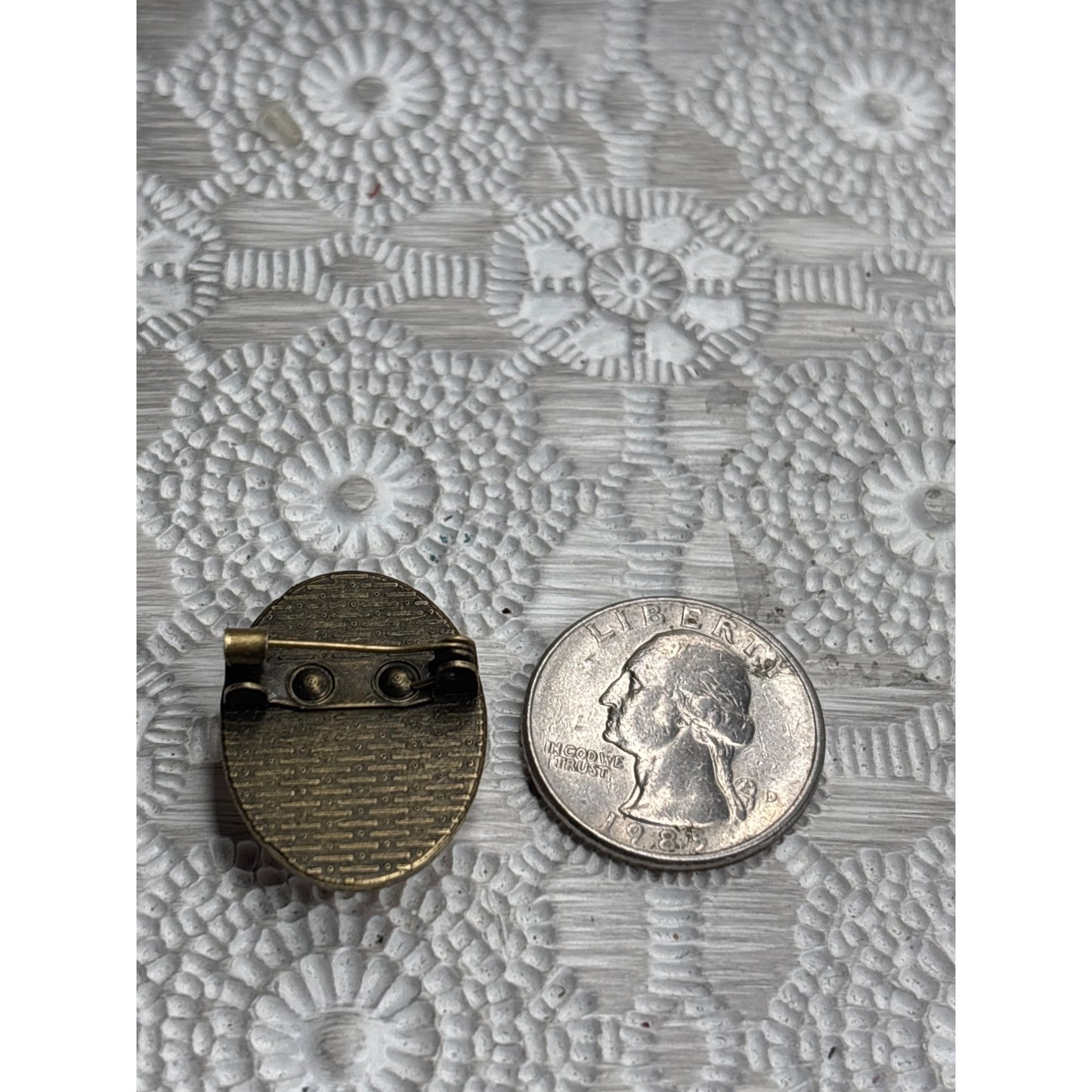 Handcrafted Mourning Brooch Cherub Vintage Postage Stamp Memorial Jewelry Bouquet Charm