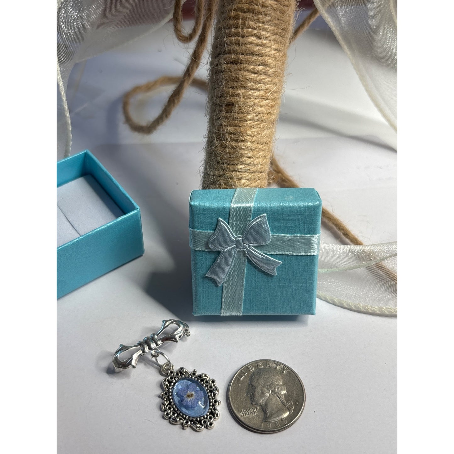 Handmade Forget-Me-Not Bouquet Charm – “Something Blue” Bridal Keepsake or Mourning Jewelry