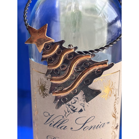 Metallic Christmas Tree Wine Bottle Charm