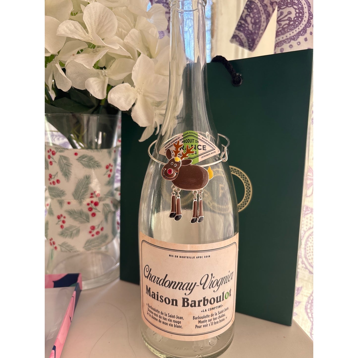 Funny Brown Reindeer |Wine Bottle Jewelry by Reimagined from the Chateau | Handcrafted with Love