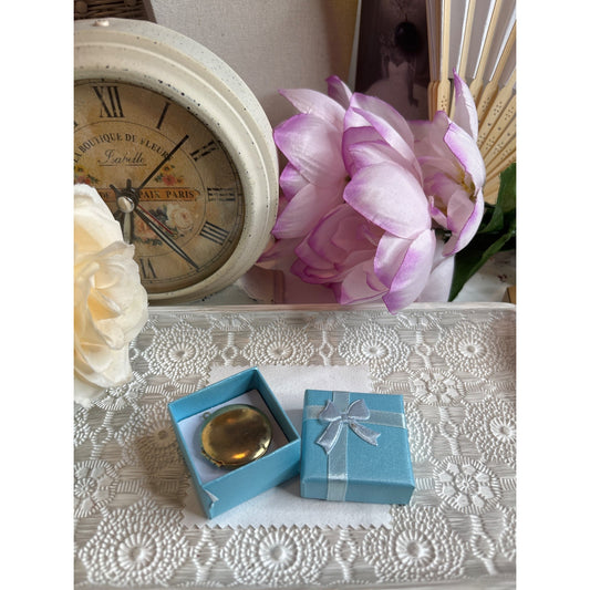 Memory Keeper: Locket with Pressed Red Flower Gold Circle Gift Box