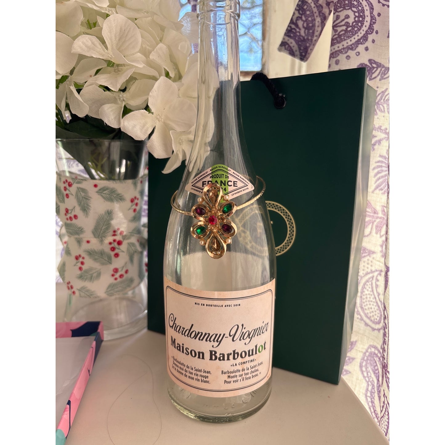 Golden Swirl Colorful Gems | Wine Bottle Jewelry by Reimagined from the Chateau | Handcrafted with Love