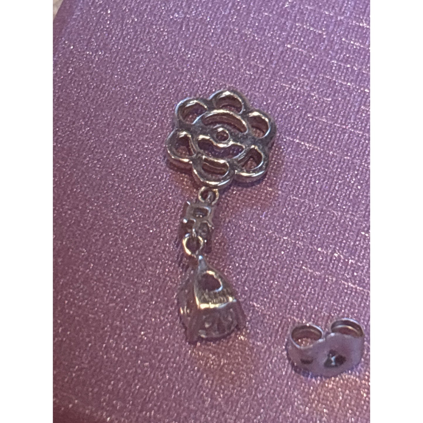 Sterling 925 Silver Flower Drop Earrings Cubic Zirconia Teardrops Wear 2 Ways