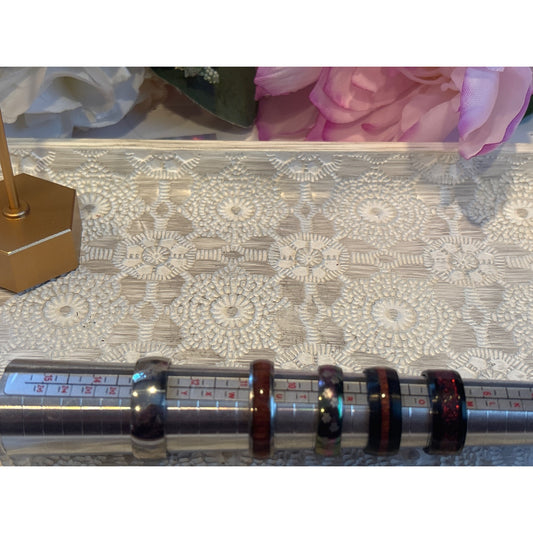 5 Wedding Bands for Men: Set Rings Sizes 7-13 Wood Resin Masonic Symbol Silver Band