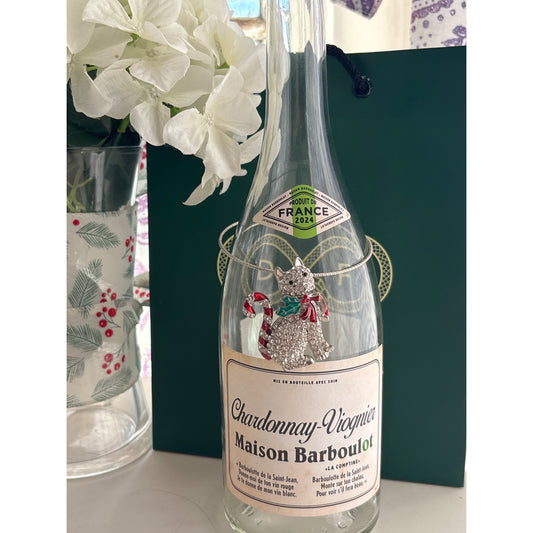 Sparkly Holiday Kitten | Wine Bottle Jewelry by Reimagined from the Chateau | Handcrafted with Love