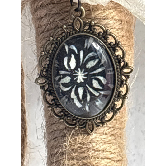 Handmade 18×25 Bridal Bouquet Charm – Original Black & White Floral Art – “Something Meaningful” Keepsake or Mourning Jewelry