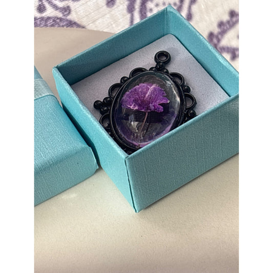 Keepsake Pendant | Real Pressed Purple Flower | Mourning Jewelry | Bridal Bouquet Charm