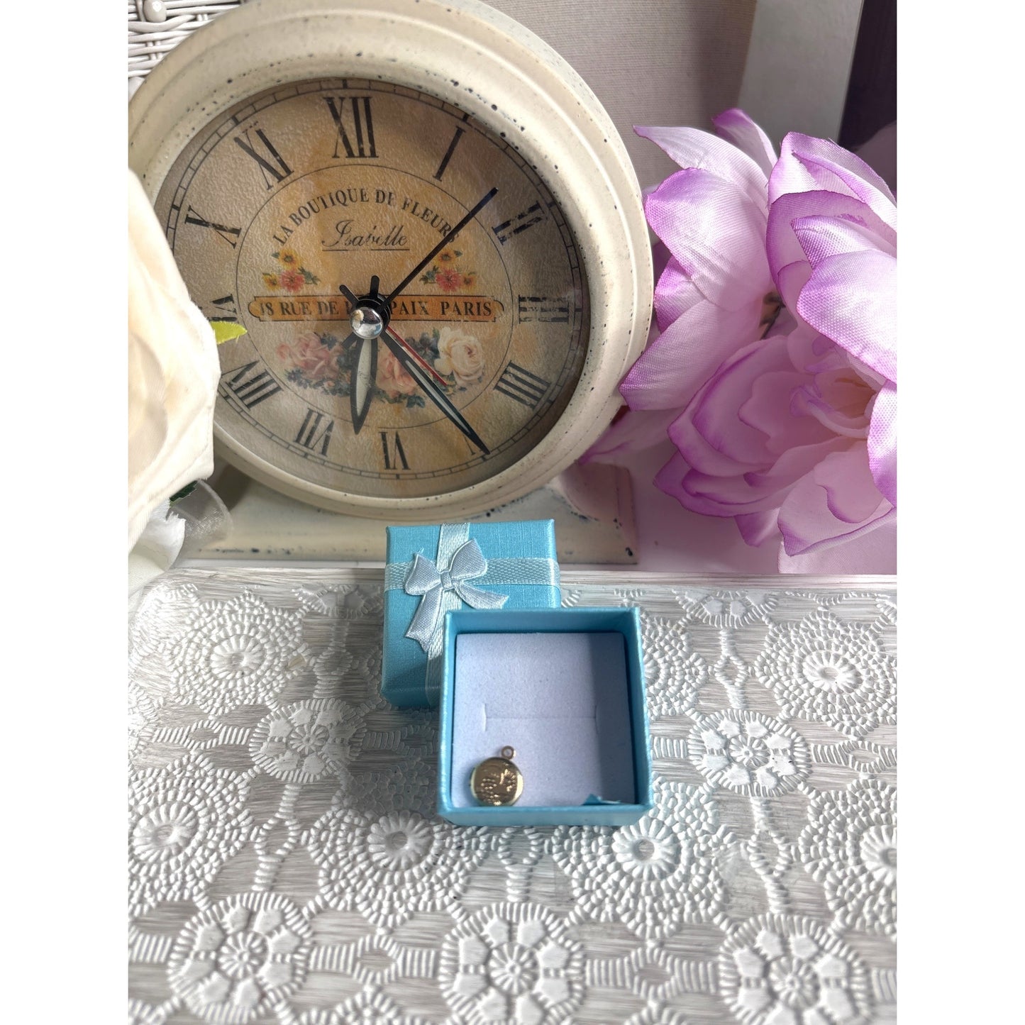 Vintage Miniature Gold-Tone Locket Pendant With Intricate Design Dainty Doll