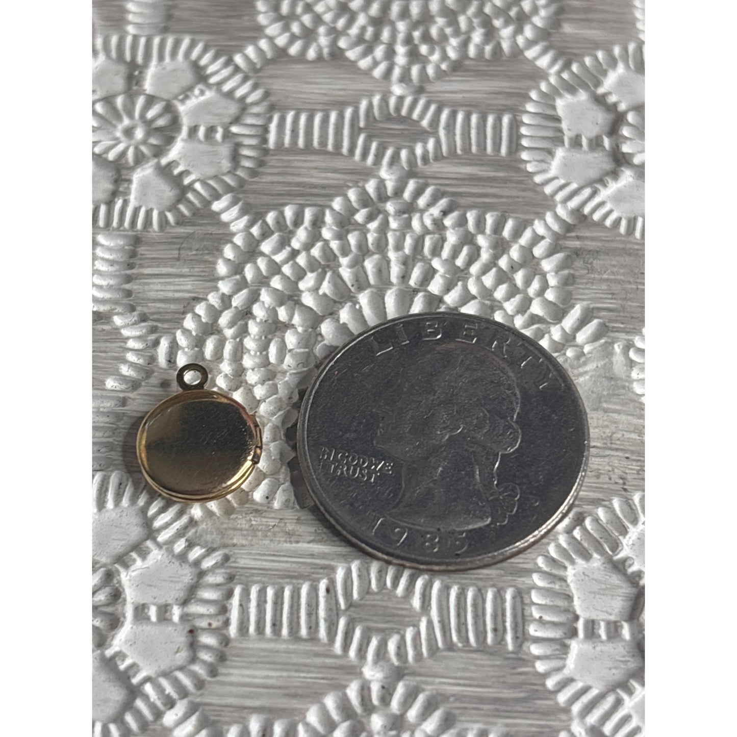 Vintage Miniature Gold-Tone Locket Pendant With Intricate Design Dainty Doll