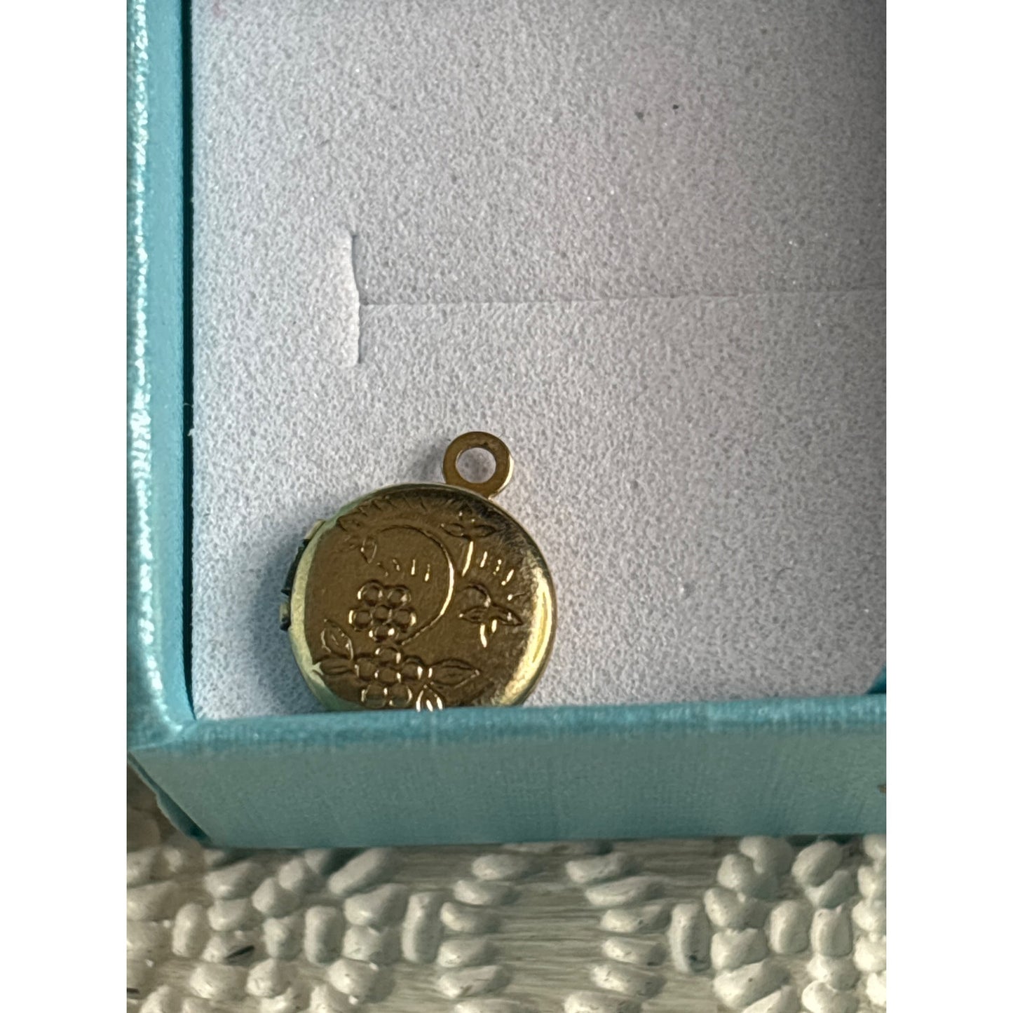 Vintage Miniature Gold-Tone Locket Pendant With Intricate Design Dainty Doll