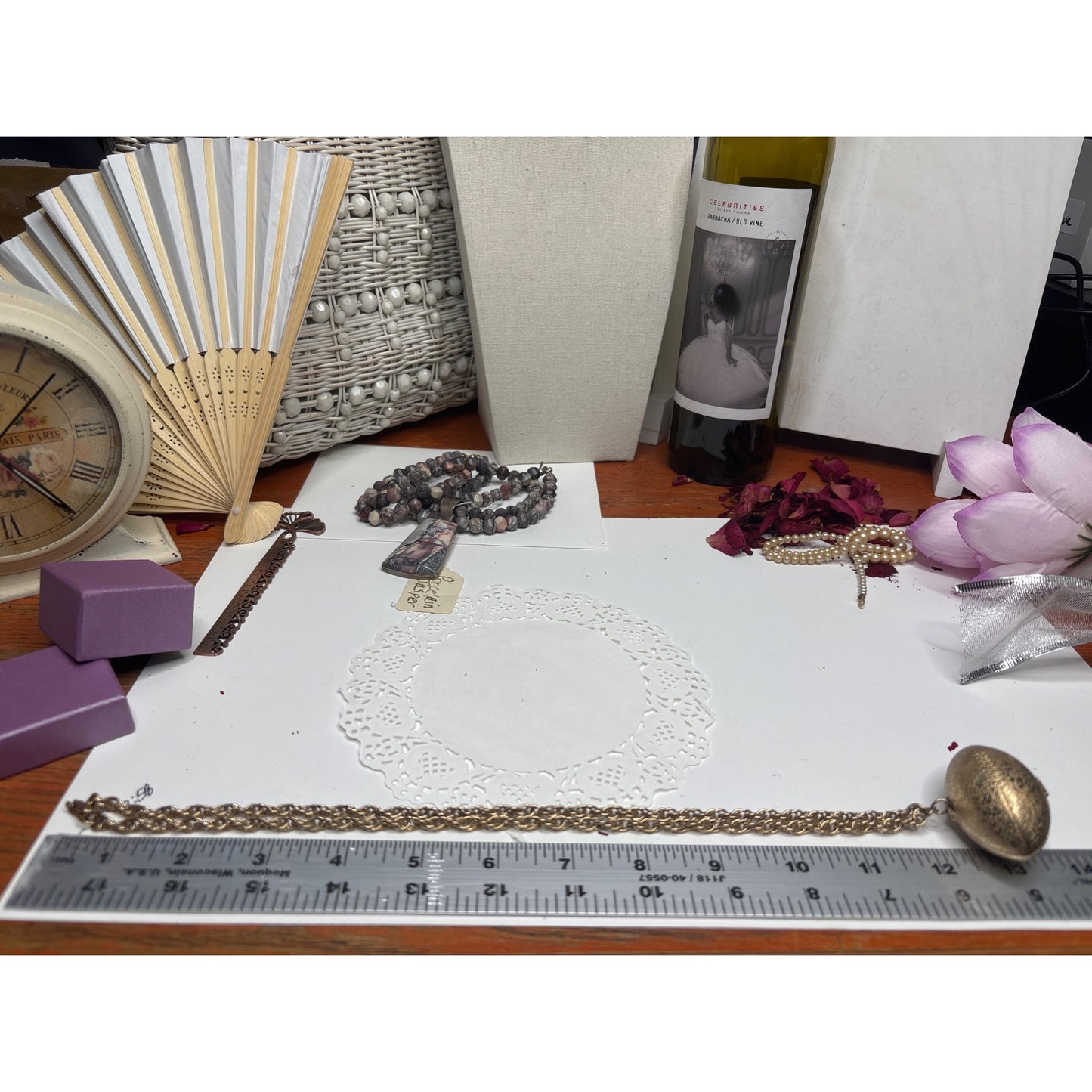 Vintage Gold-Toned Locket Necklace Football Hinged Clasp Long Chain Game Memento Folded Prayer