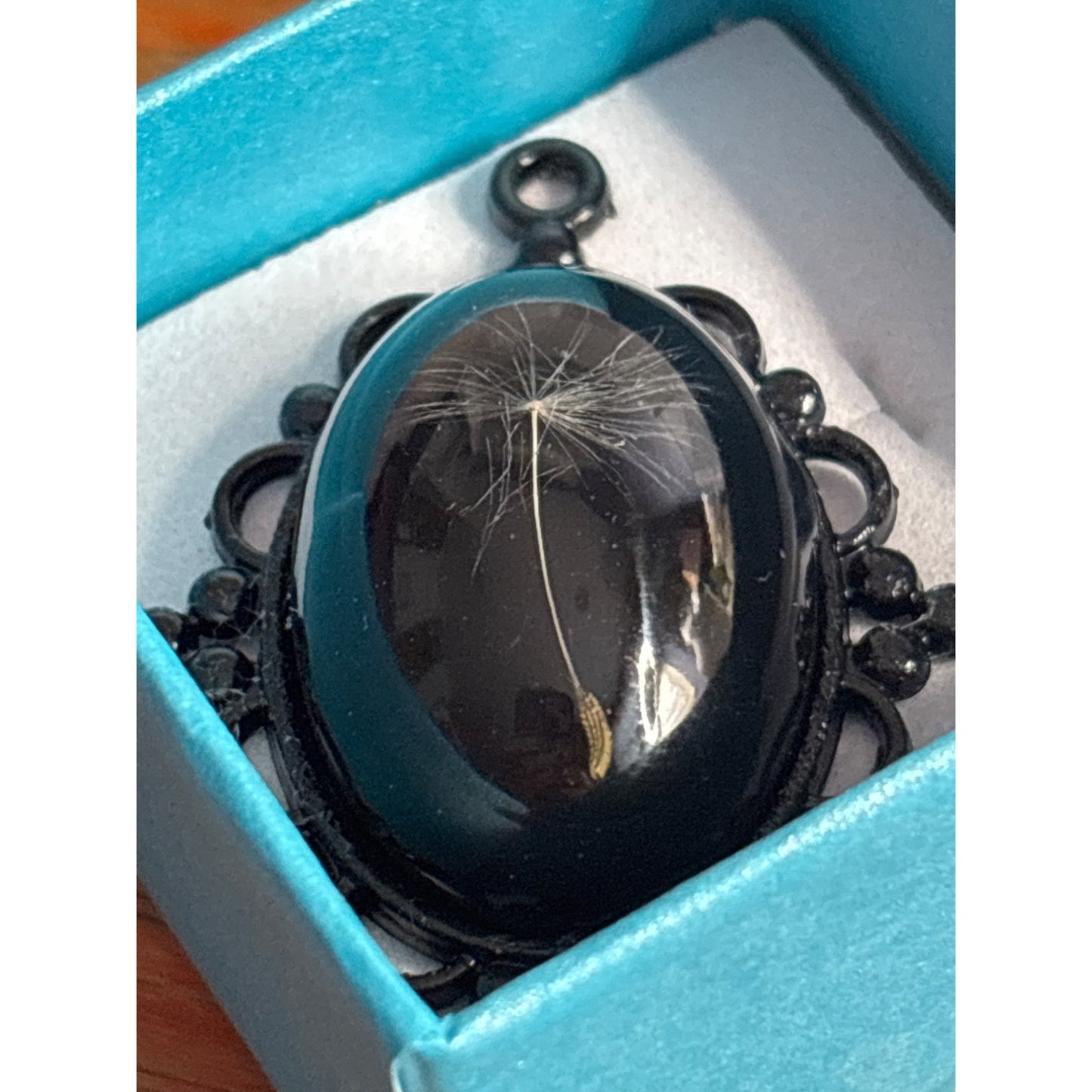 Single Dandelion Wish Necklace – High-Dome Resin Pendant, 18×25mm – Handcrafted in San Diego