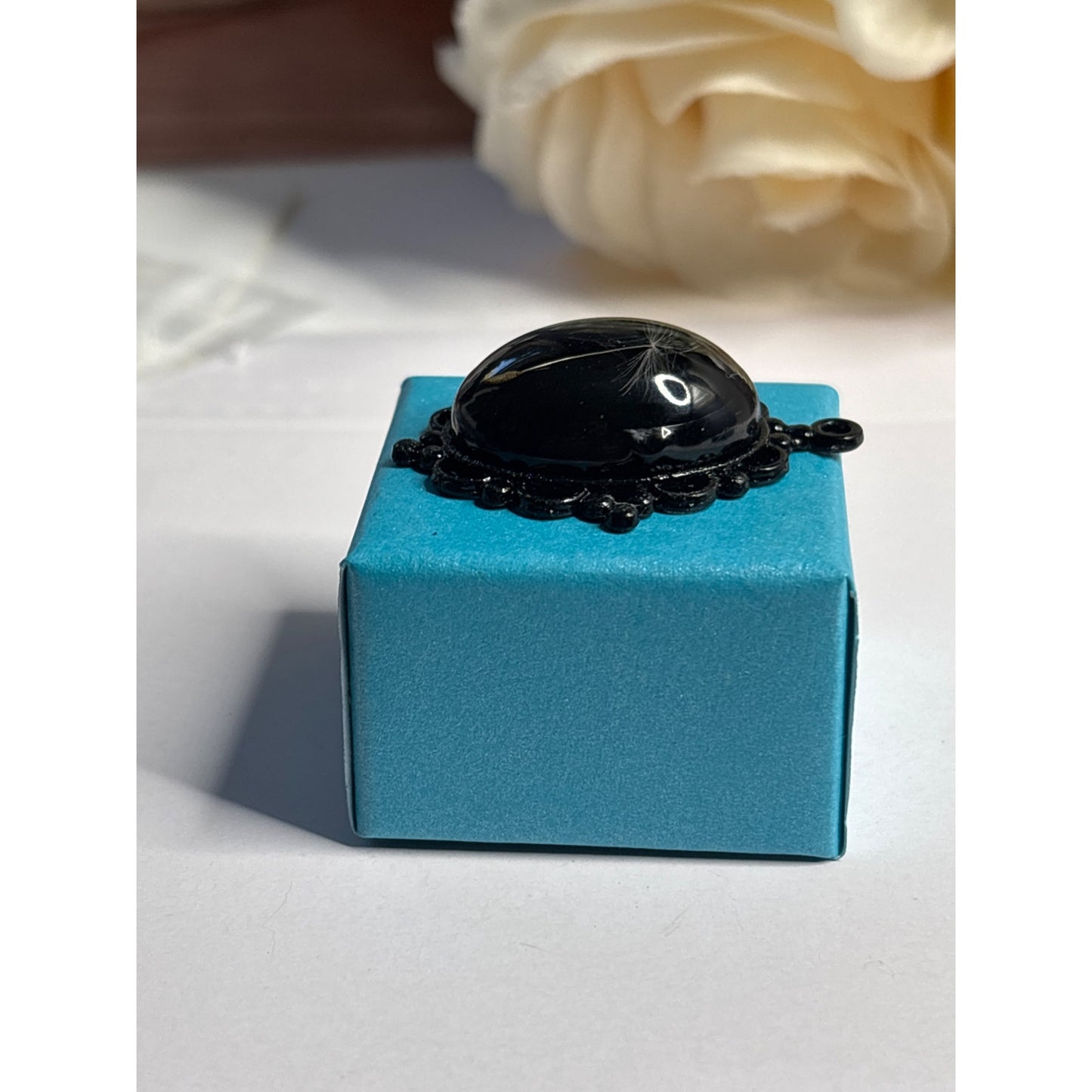 Single Dandelion Wish Necklace – High-Dome Resin Pendant, 18×25mm – Handcrafted in San Diego