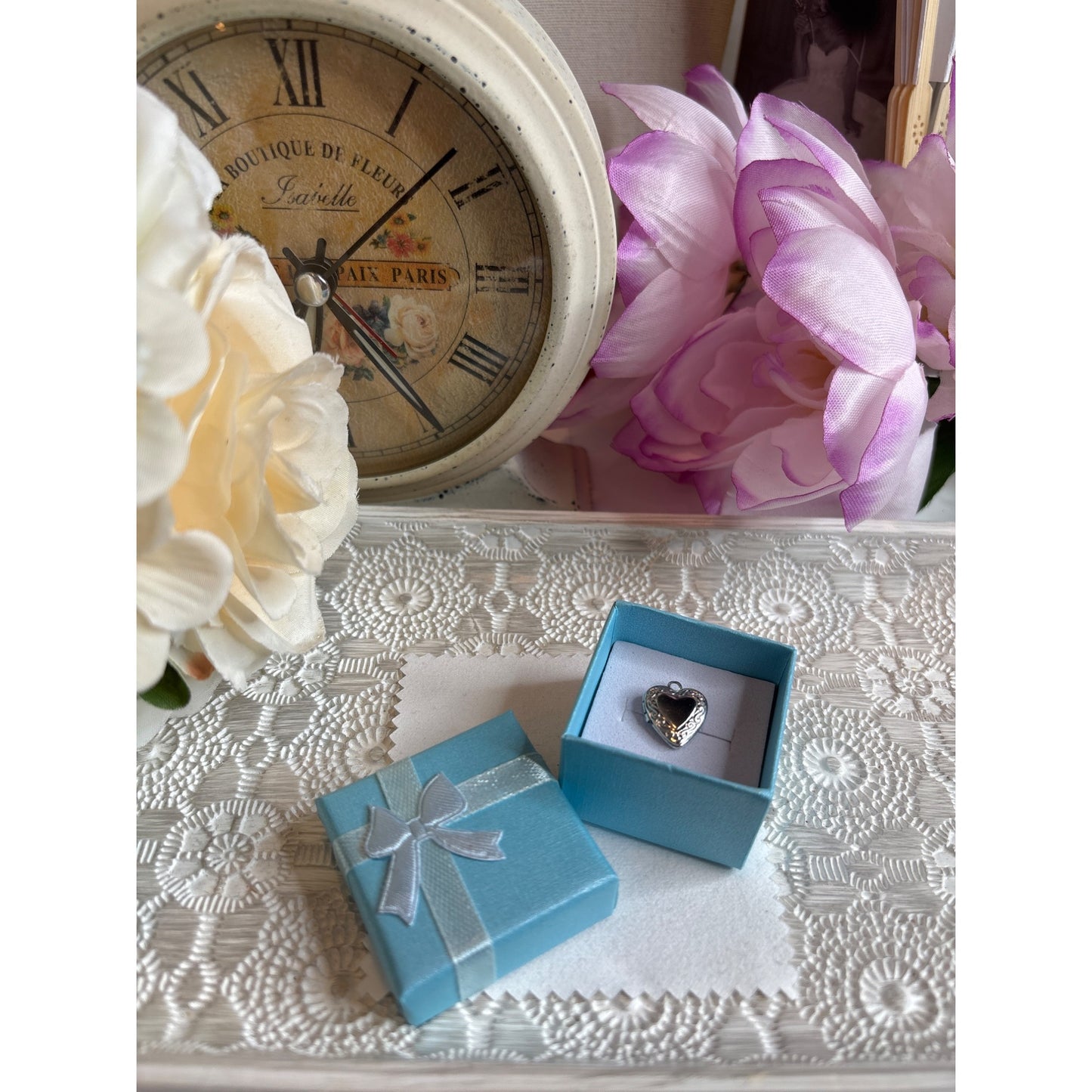 Vintage Heart-Shaped Silver Mini Locket Charm Pendant