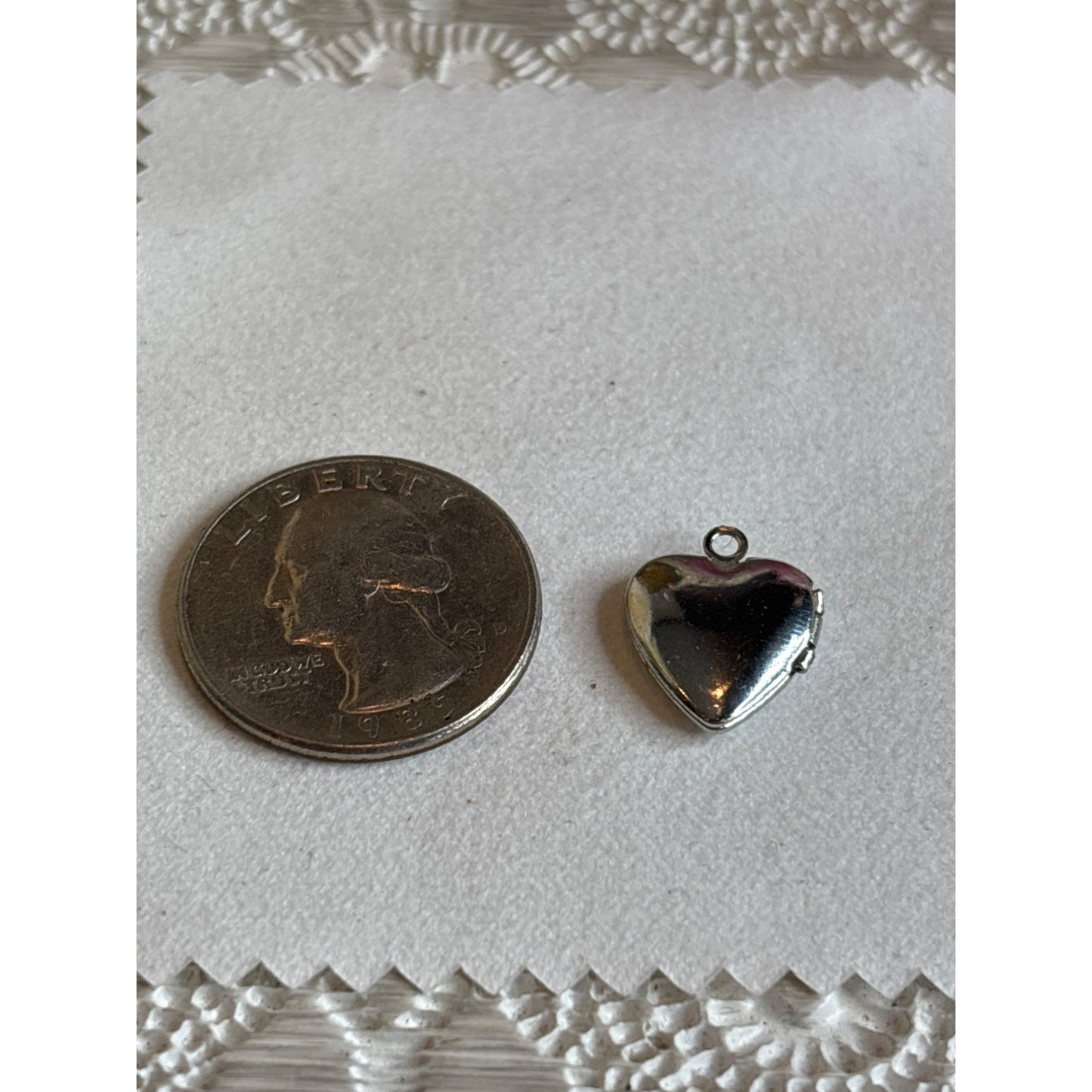 Vintage Heart-Shaped Silver Mini Locket Charm Pendant