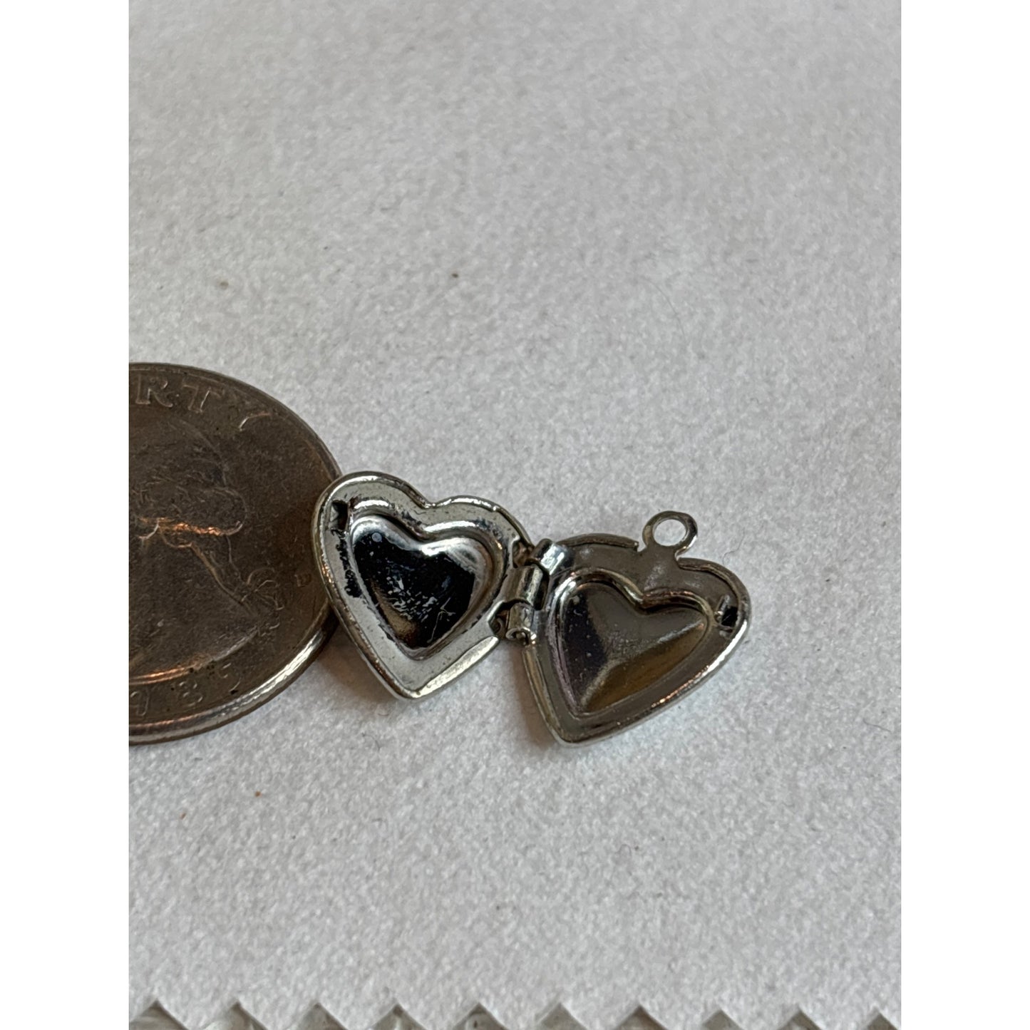 Vintage Heart-Shaped Silver Mini Locket Charm Pendant
