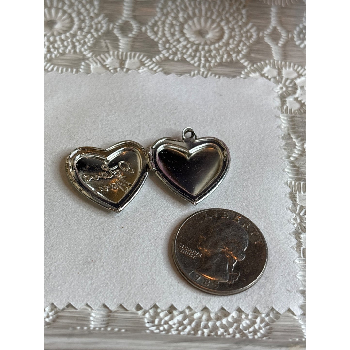 Vintage Heart Shaped Locket With "I Love You" Engraving Silver Tone Pendant