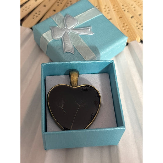 Dandelion Seed Jewelry: Heart-Shaped Pendant Necklace Cottagecore