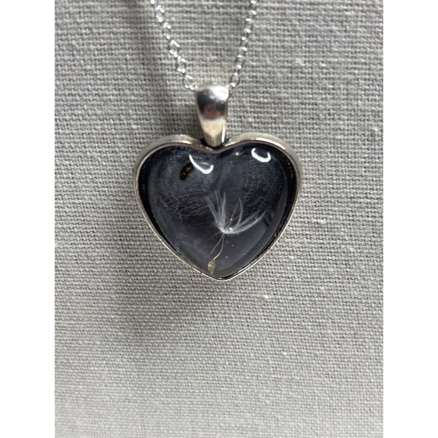 Heart-Shaped Resin Pendant Dandelion Seed Make a Wish Handmade in San Diego