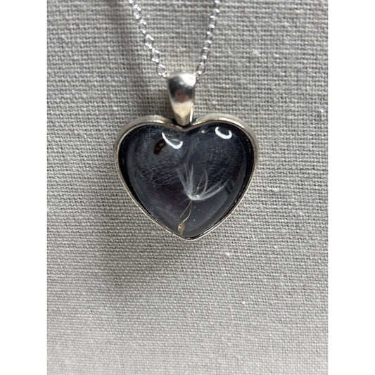 Heart-Shaped Resin Pendant Dandelion Seed Make a Wish Handmade in San Diego