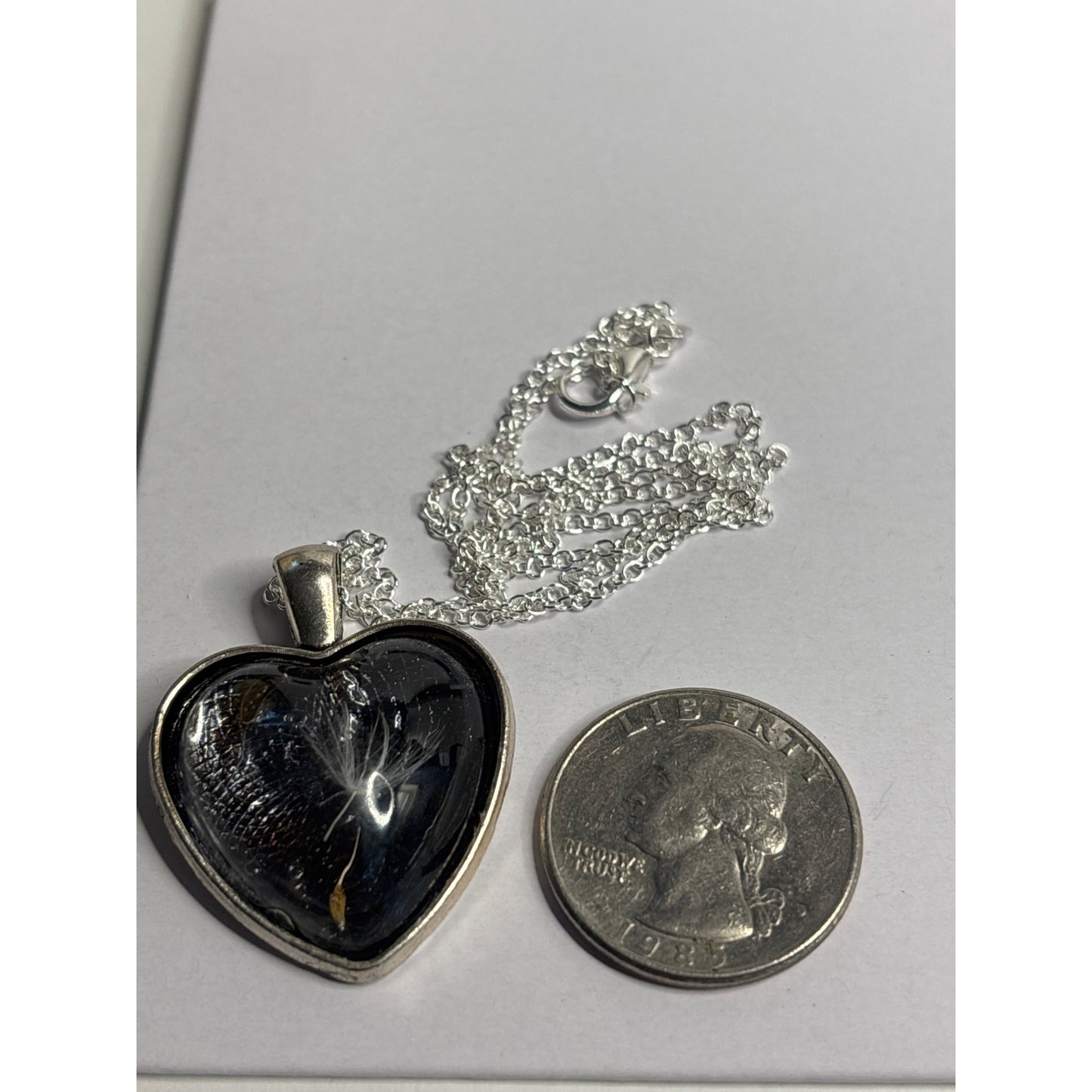 Heart-Shaped Resin Pendant Dandelion Seed Make a Wish Handmade in San Diego