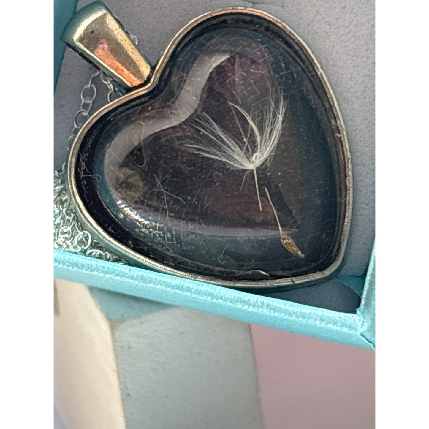 Heart-Shaped Resin Pendant Dandelion Seed Make a Wish Handmade in San Diego