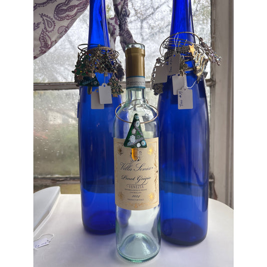 Handcrafted Millefiori Glass Christmas Tree Wine Bottle Ring Charm