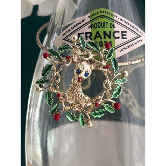 Blue Eyed Reindeer Wreath | Wine Bottle Jewelry by Reimagined from the Chateau