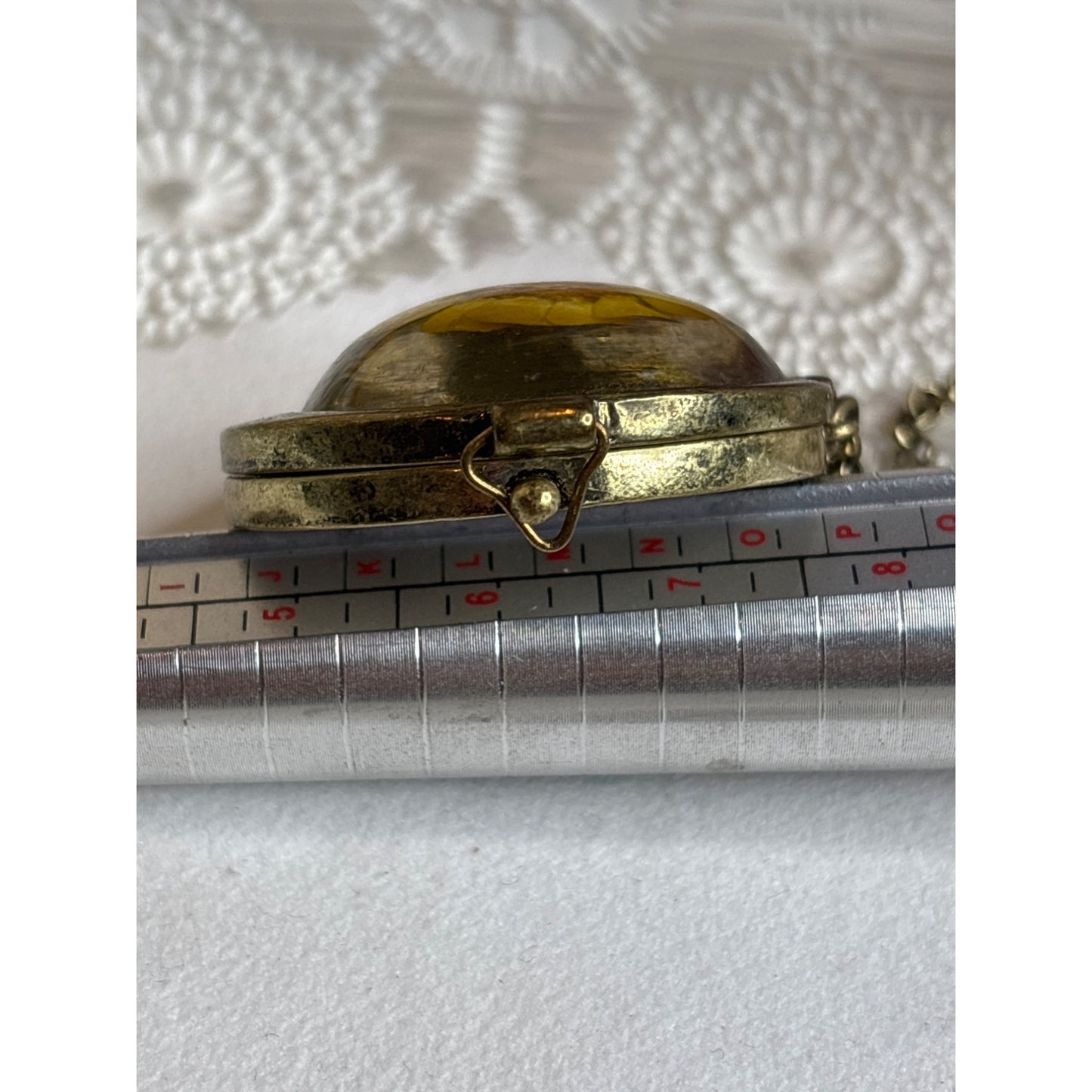 Photo Locket: Vintage Pressed Yellow Daisy Bronze Necklace Botanical Jewelry