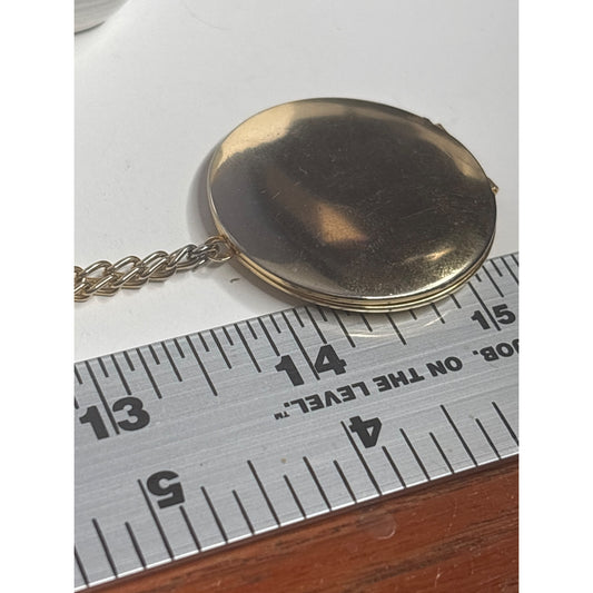 Vintage Gold-Tone Round Locket Necklace Wedding Photo