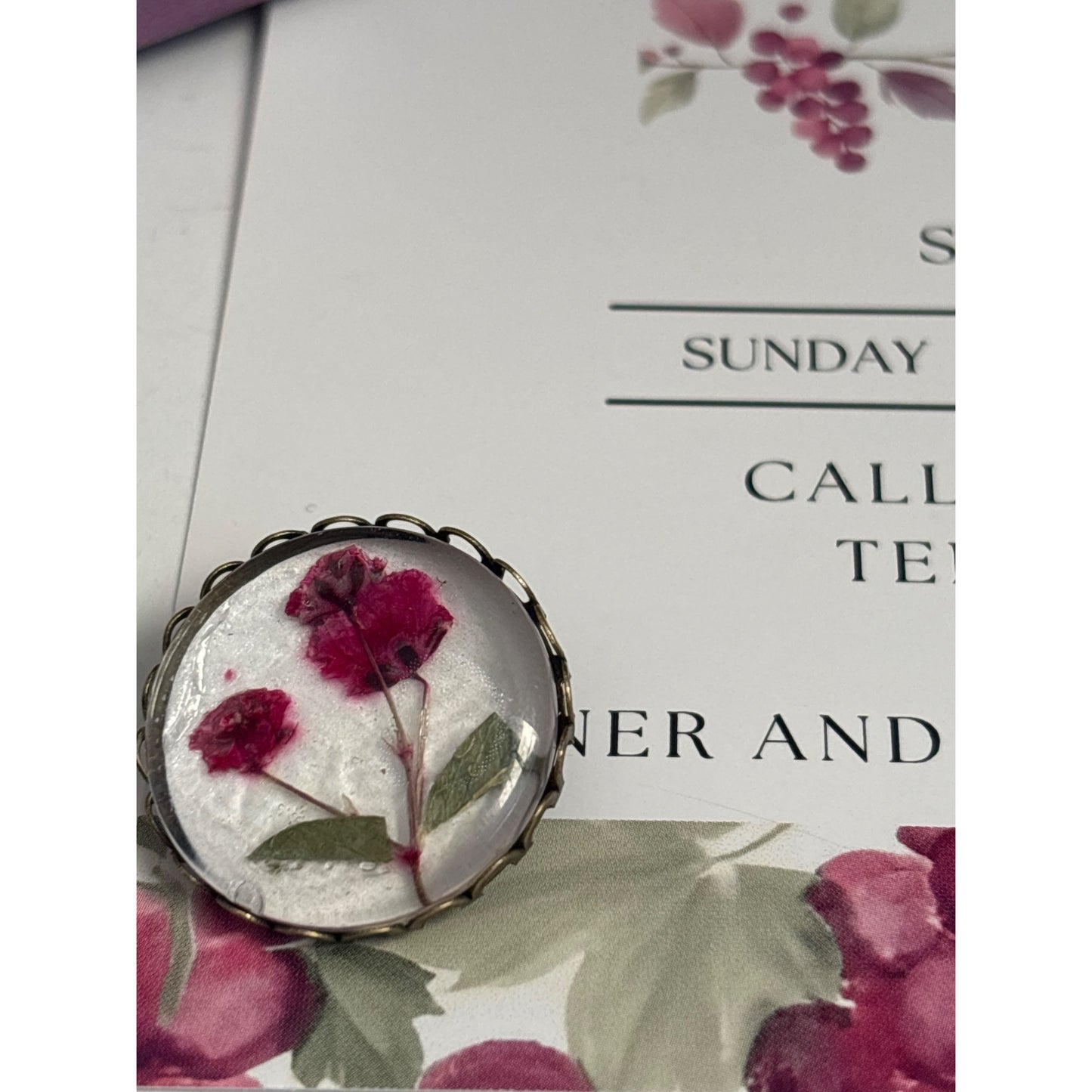 Custom Dried Flower Pendant – Wedding Bouquet Keepsake Jewelry – Personalized Botanical Pin or Pendant by Reimagined Memories