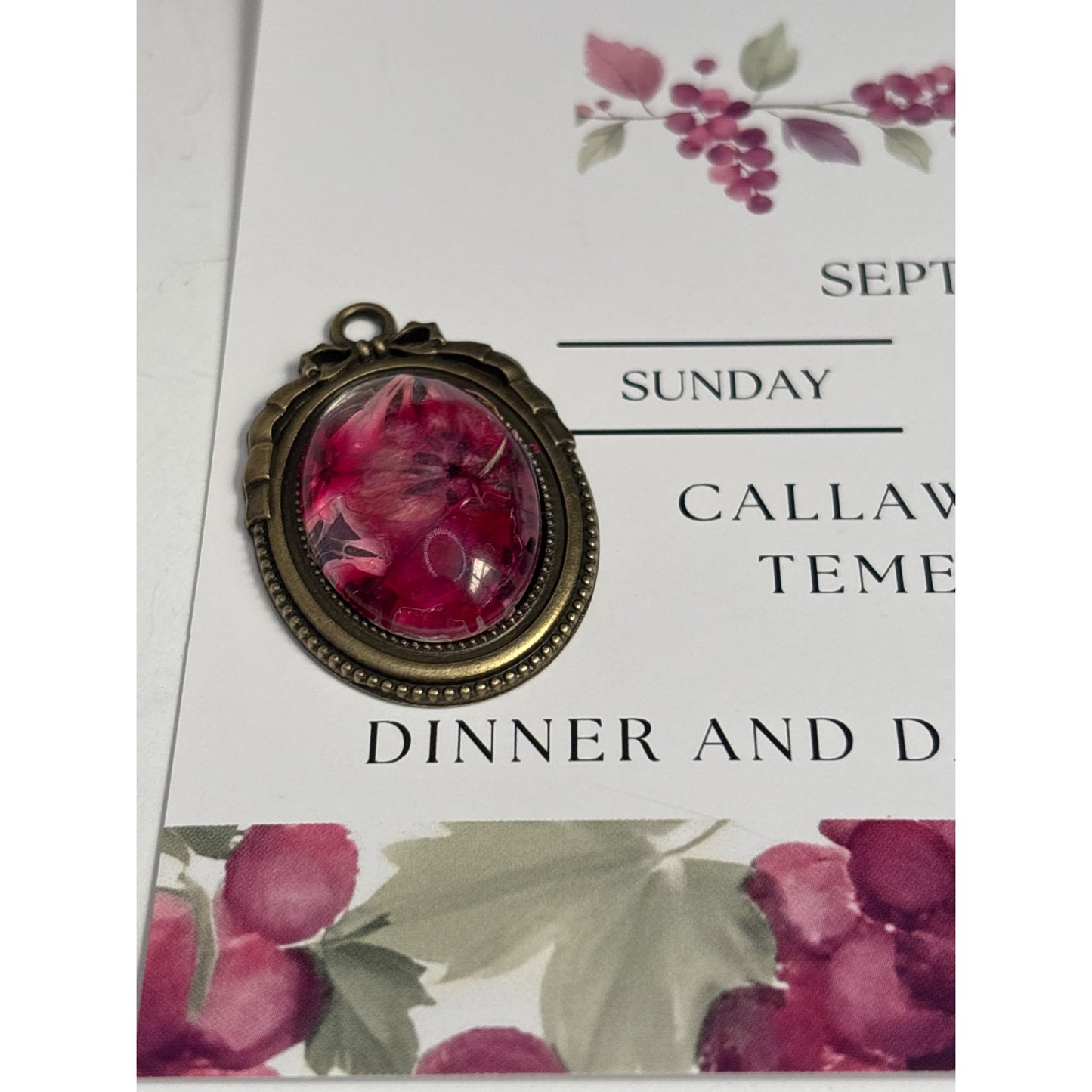 Custom Dried Flower Pendant – Wedding Bouquet Keepsake Jewelry – Personalized Botanical Pin or Pendant by Reimagined Memories