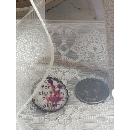 Handcrafted Dried Flower Brooch Vintage Text Handmade In San Diego Creative Gift