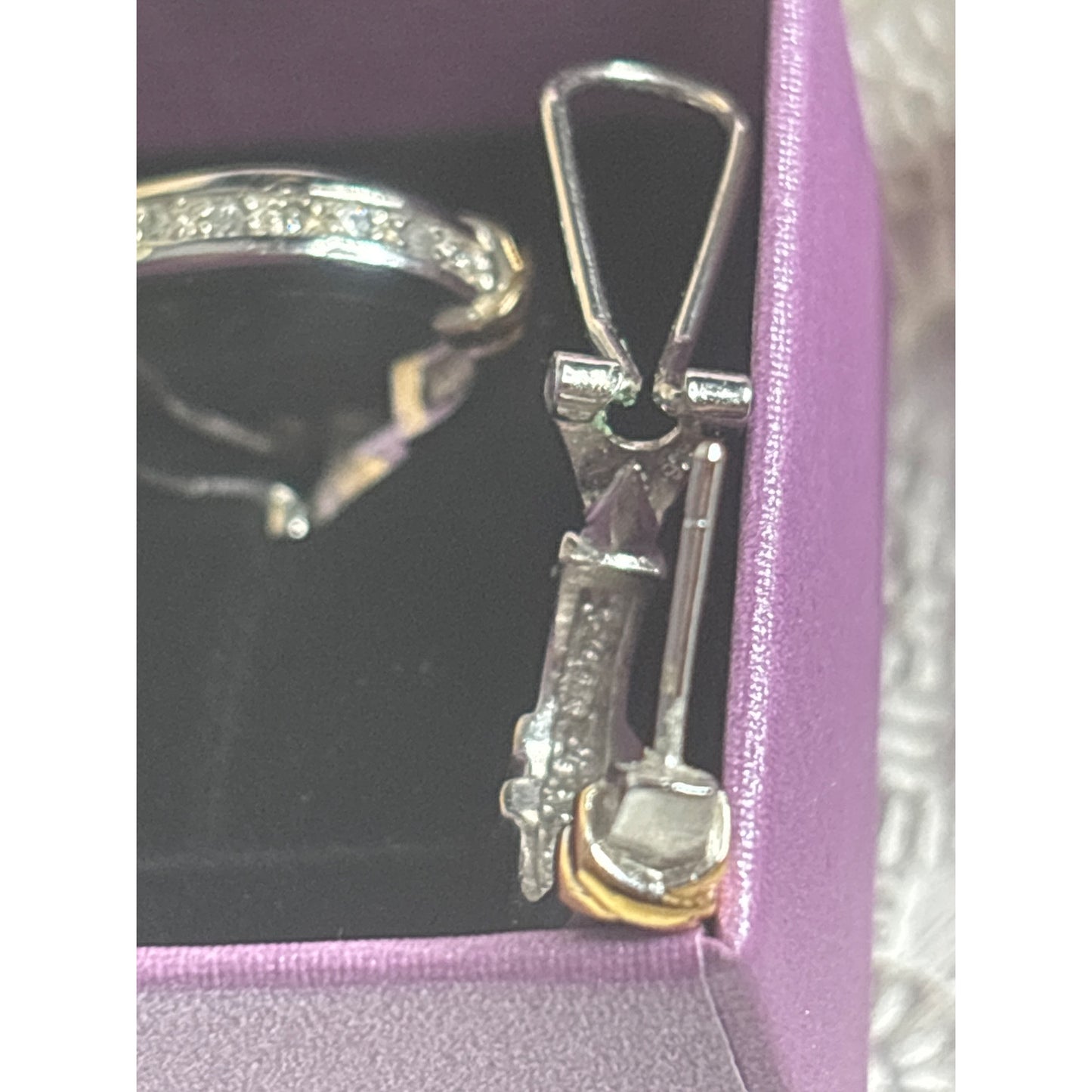 Sterling Silver Hoop Earrings With Gold Accents & Diamond Detailing Vintage Style