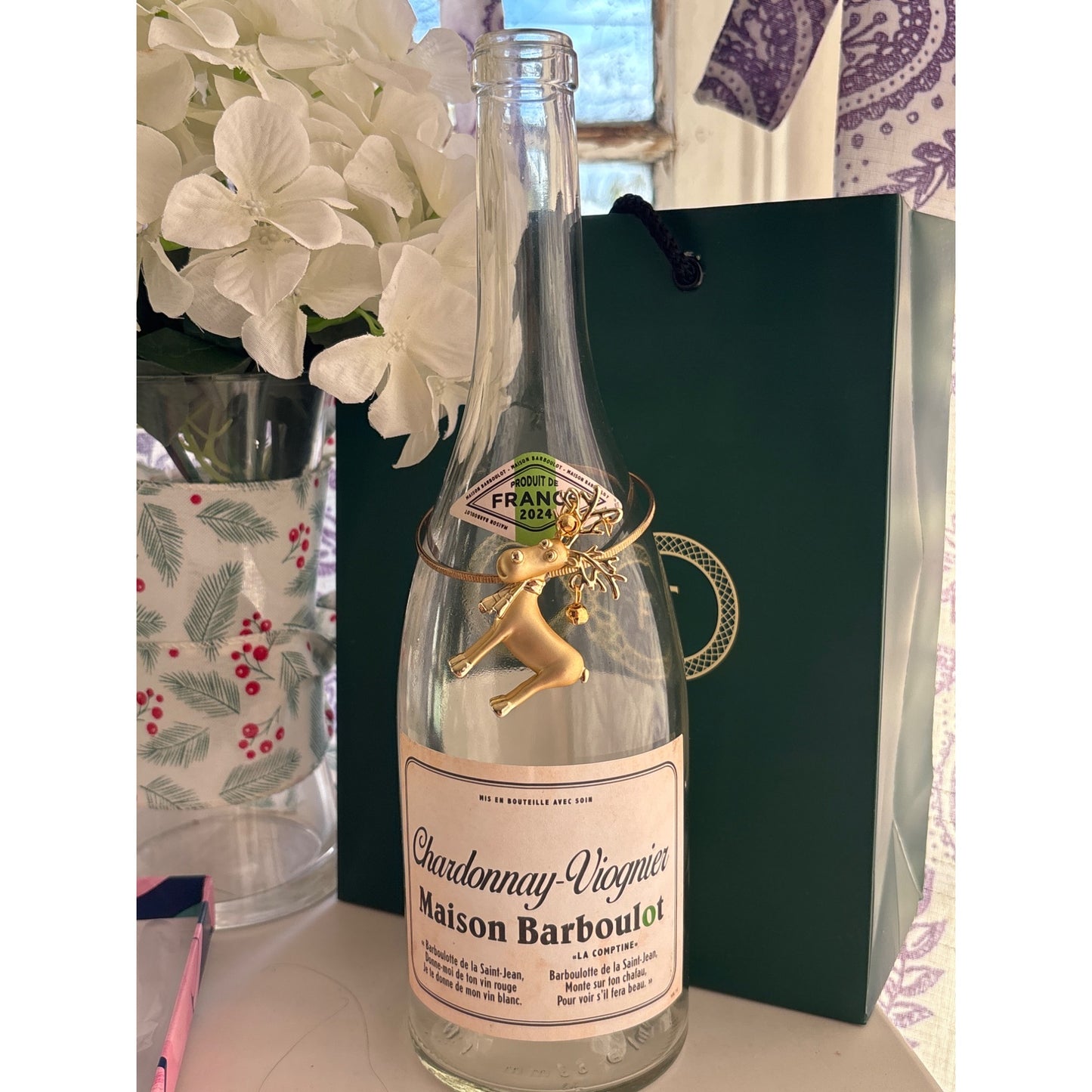 Golden Reindeer | Wine Bottle Jewelry by Reimagined from the Chateau | Handcrafted with Love