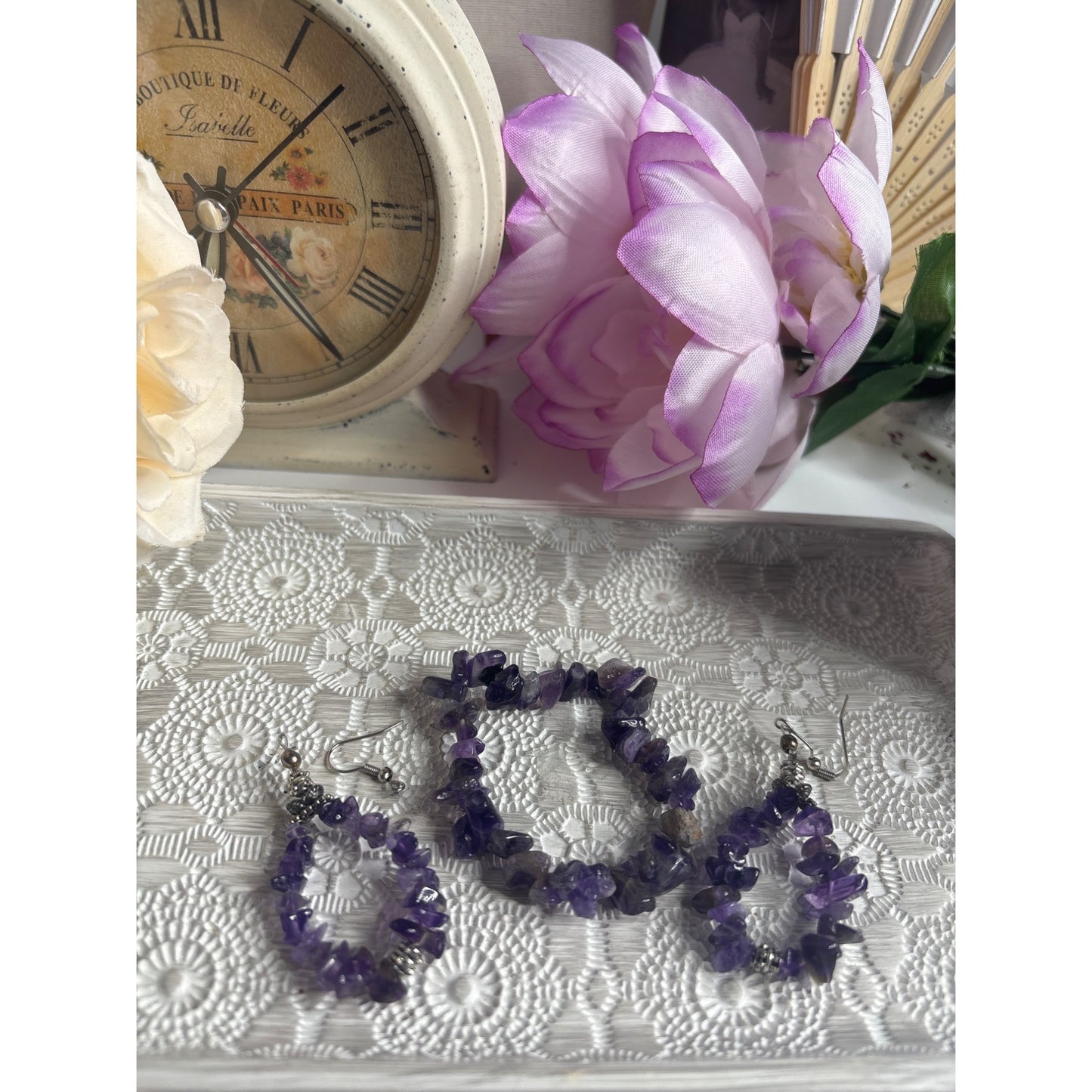 Amethyst Bracelet & Earrings Set