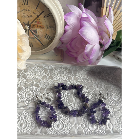 Amethyst Bracelet & Earrings Set
