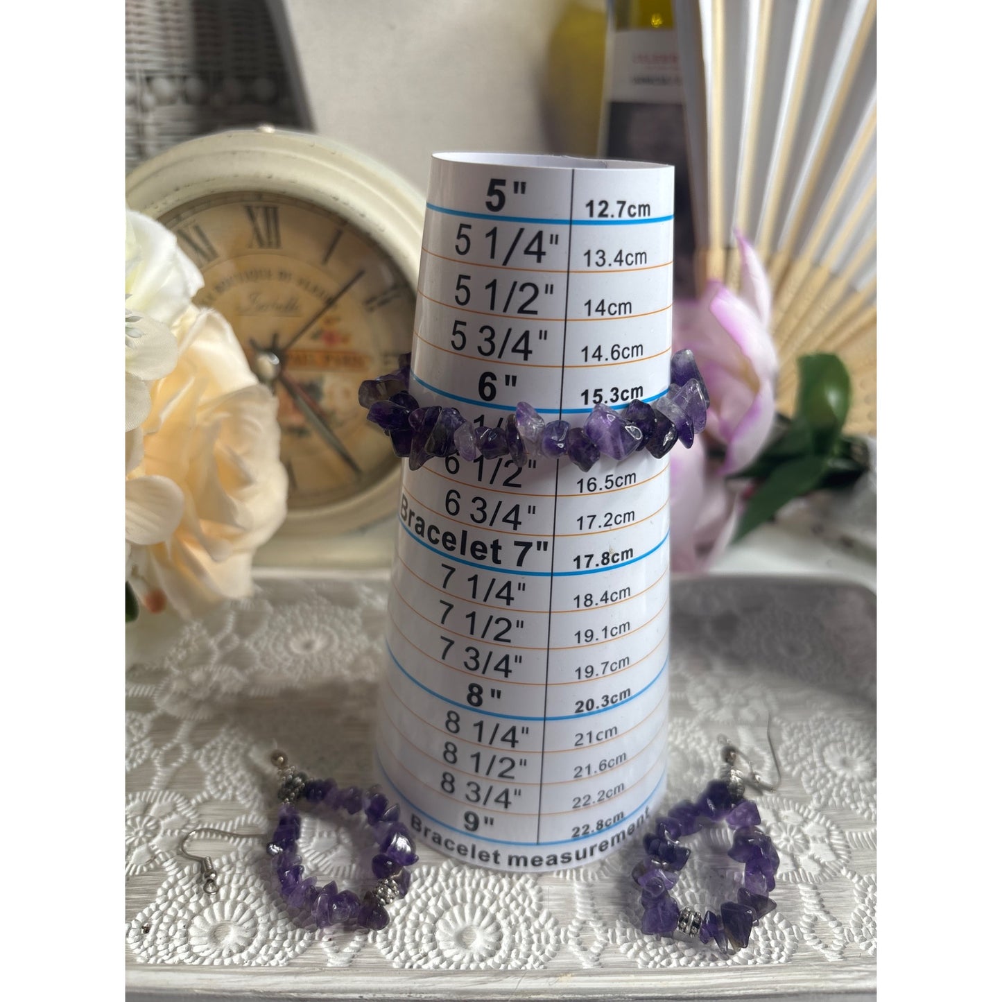 Amethyst Bracelet & Earrings Set