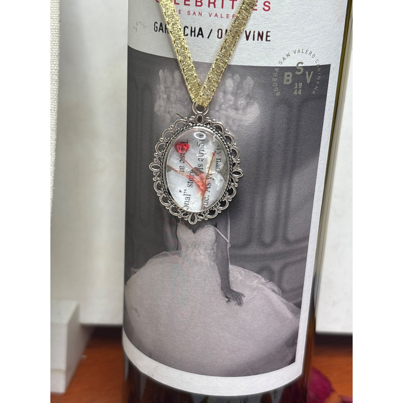 Handcrafted Pressed Flower Pendant Made from Saved Book Pages Dried Flowers