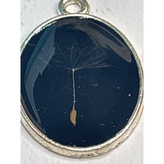 Dandelion Seed Whisper Pendant: Silver Oval Frame Handmade in San Diego