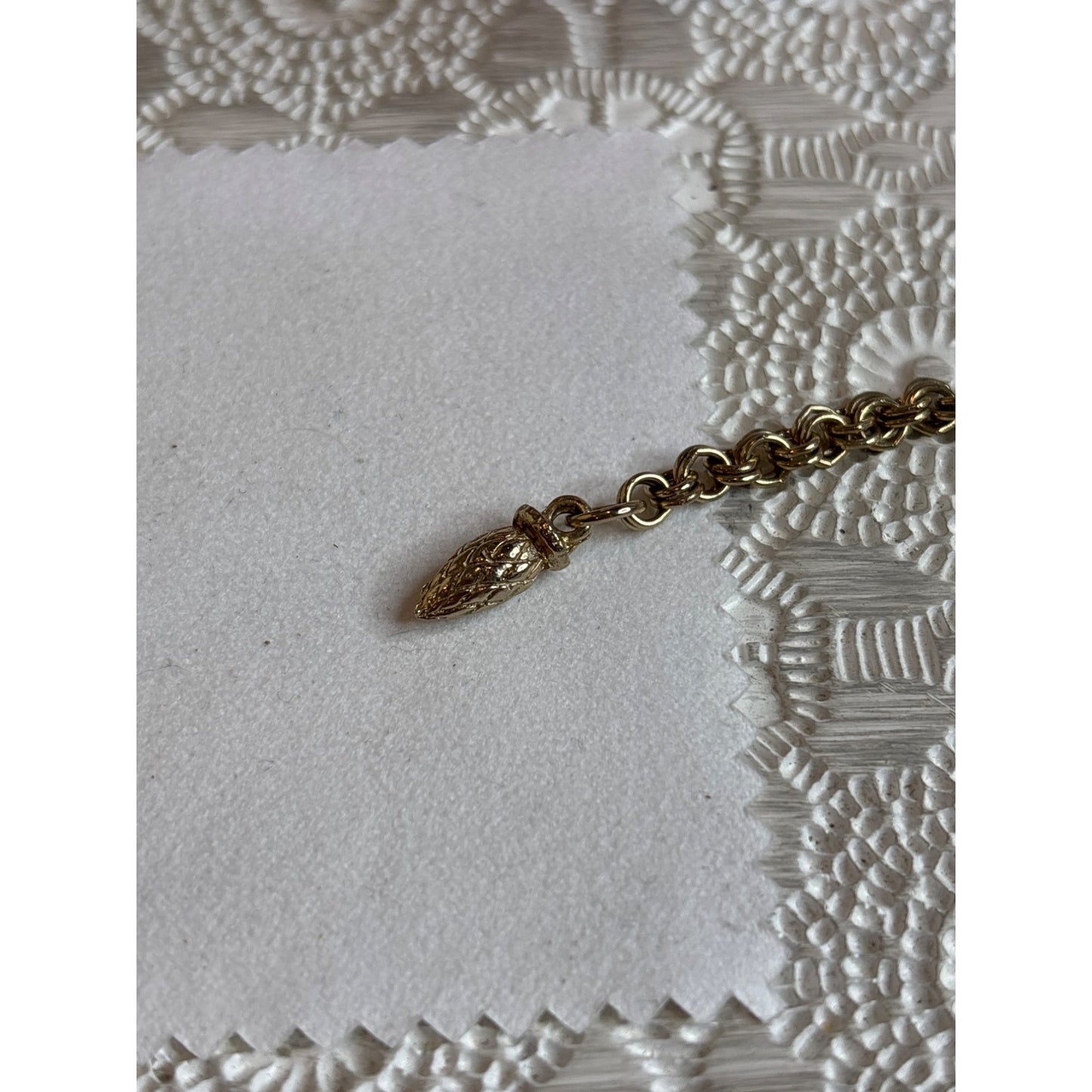 Vintage Gold-Tone Floral Necklace With Leaf Details & Pinecone Charm Unsigned Elizabeth Morrey?