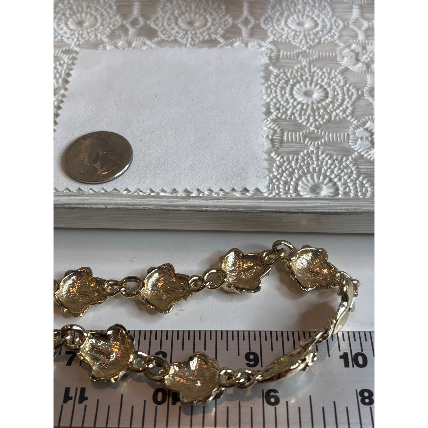 Vintage Gold-Tone Floral Necklace With Leaf Details & Pinecone Charm Unsigned Elizabeth Morrey?