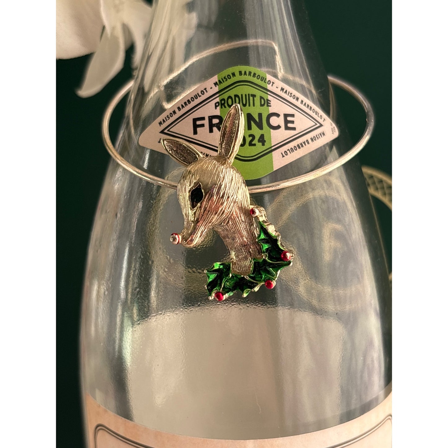 Elegant Golden Reindeer | Wine Bottle Jewelry by Reimagined from the Chateau | Handcrafted with Love